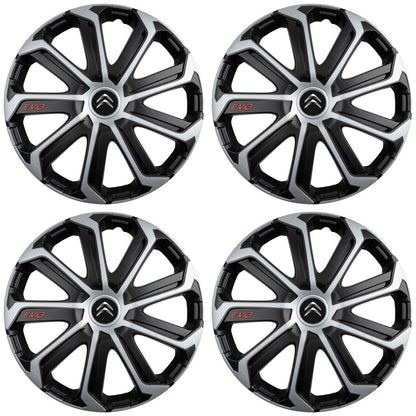 Set 4 Capace Roti Evo Gri-Negru Citroen, R14, CITROEN