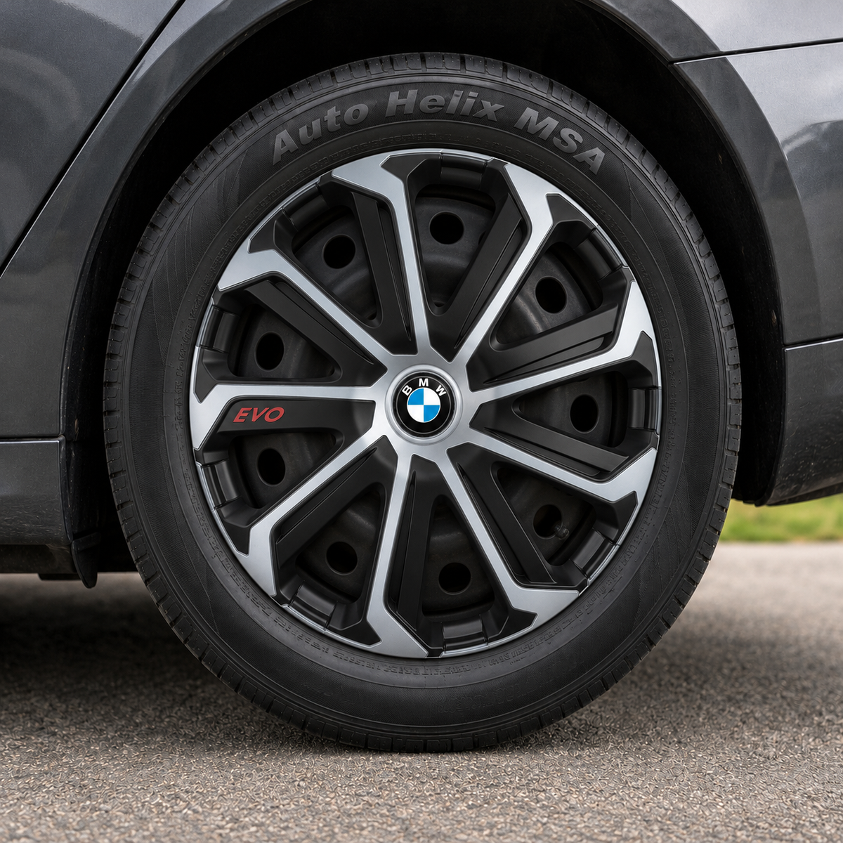 Set 4 Capace Roti Evo Gri-Negru R14, Pentru BMW