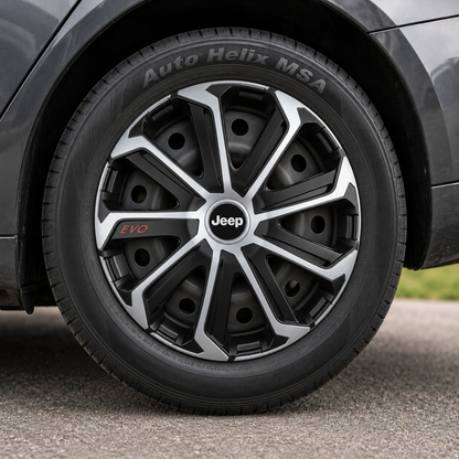 Set 4 Capace Roti Evo Gri-Negru R14, Pentru JEEP