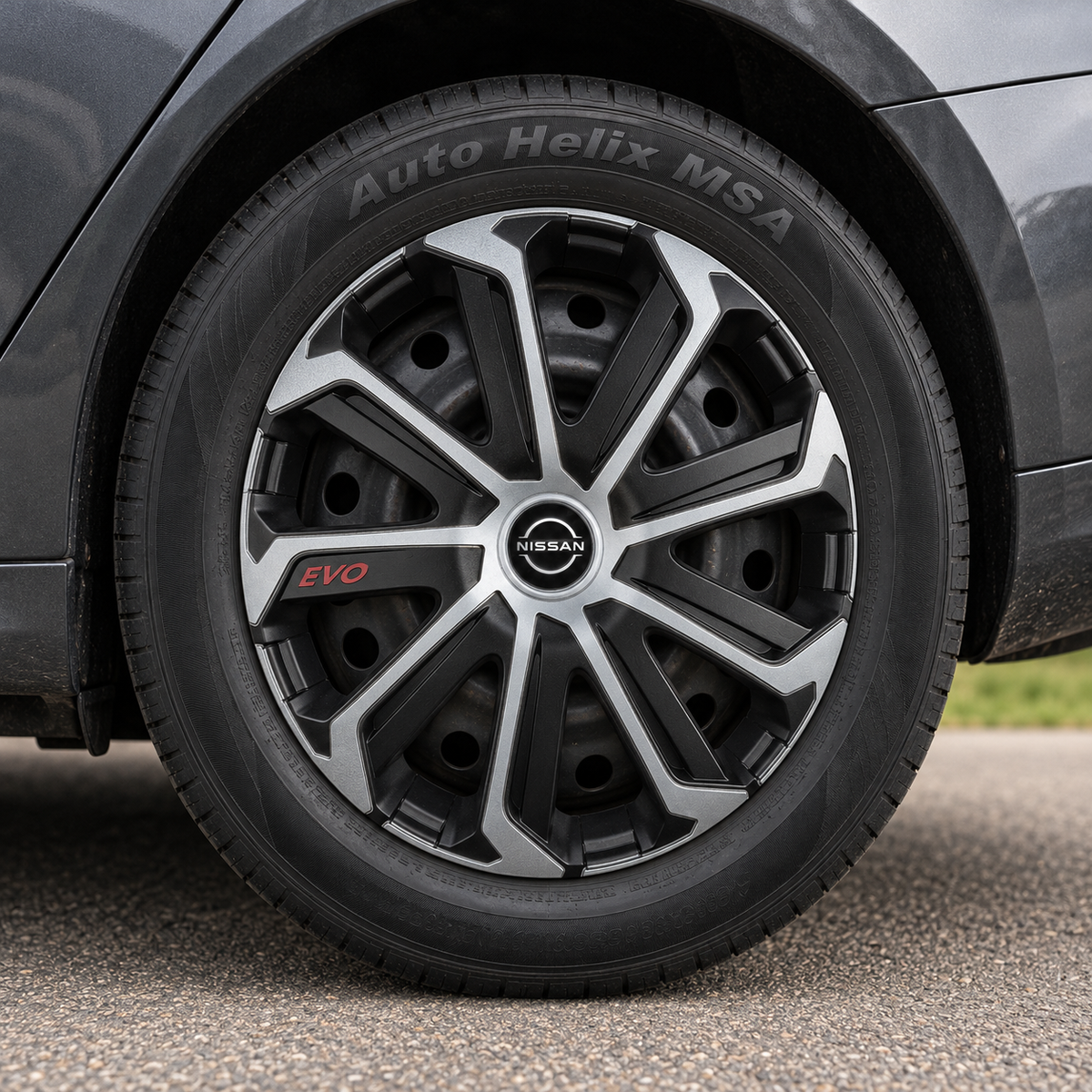 Set 4 Capace Roti Evo Gri-Negru R14, Pentru NISSAN