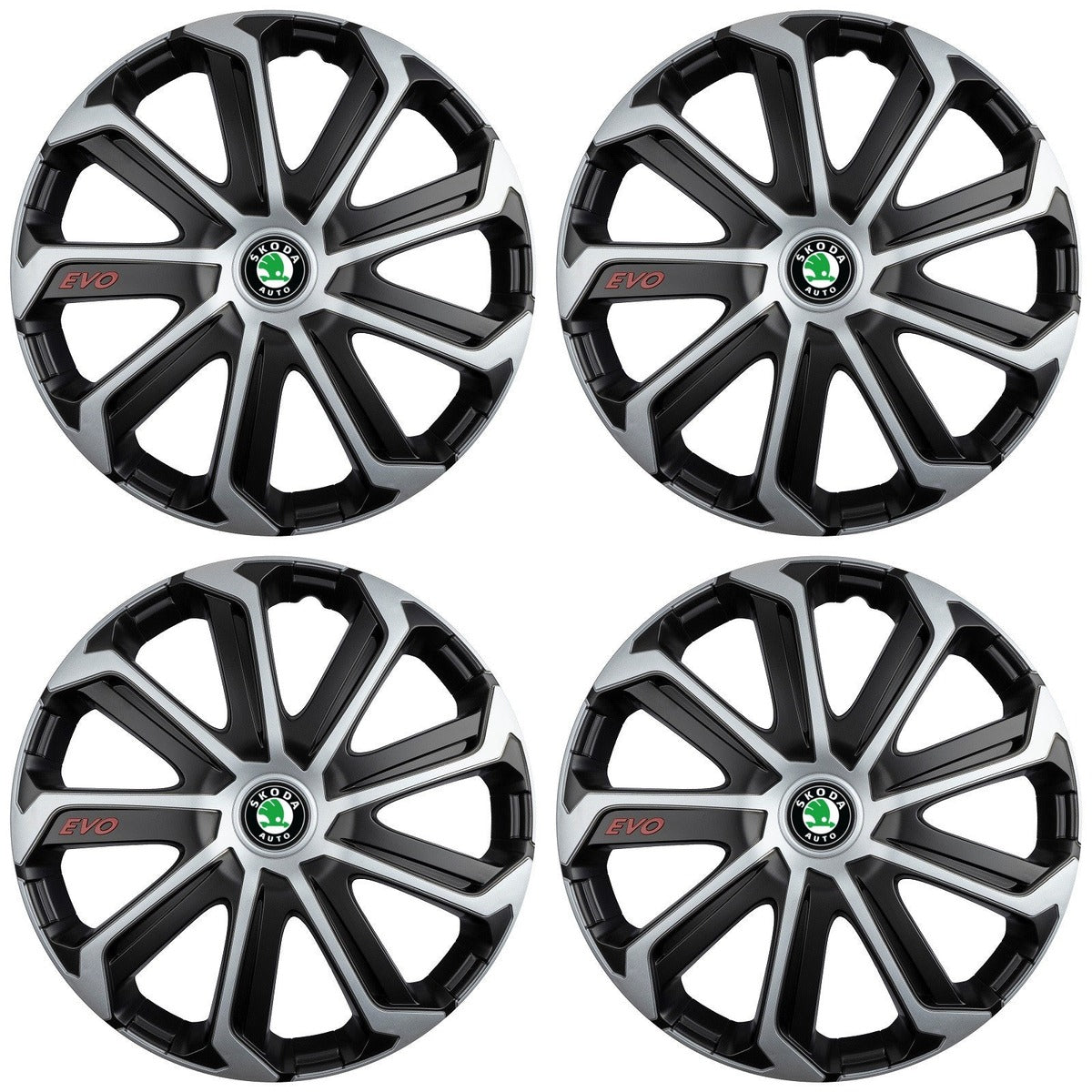 Set 4 Capace Roti Evo Gri-Negru R14, Pentru SKODA
