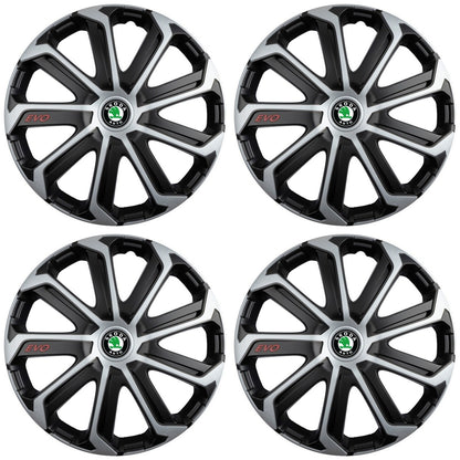 Set 4 Capace Roti Evo Gri-Negru R14, Pentru SKODA