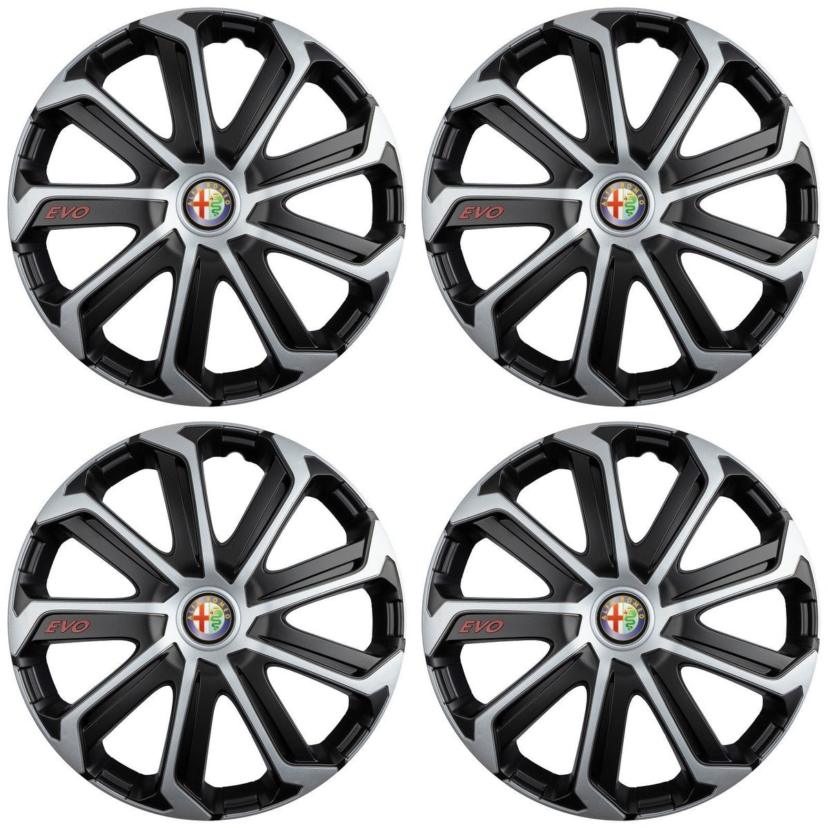 Set 4 Capace Roti Evo Gri-Negru R15, pentru ALFA ROMEO