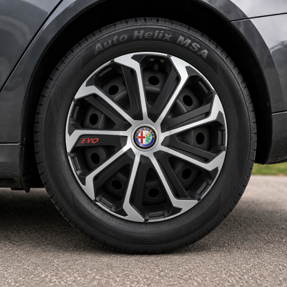 Set 4 Capace Roti Evo Gri-Negru R15, pentru ALFA ROMEO