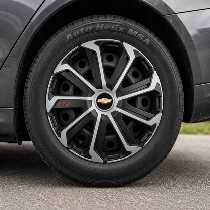 Set 4 Capace Roti Evo Gri-Negru R15, pentru CHEVROLET