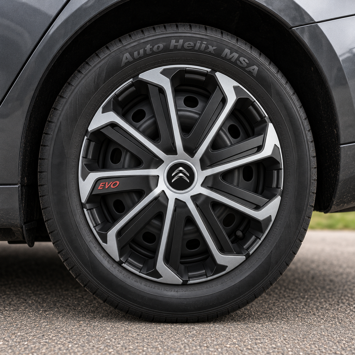 Set 4 Capace Roti Evo Gri-Negru R15, pentru CITROEN