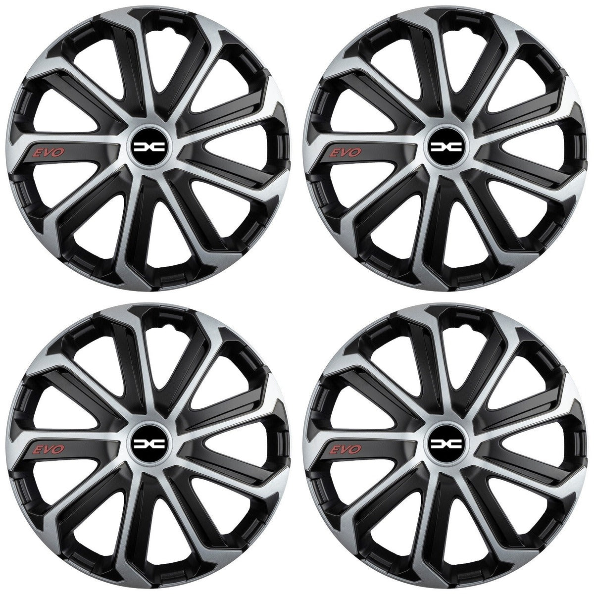 Set 4 Capace Roti Evo Gri-Negru R15, pentru Dacia Nou