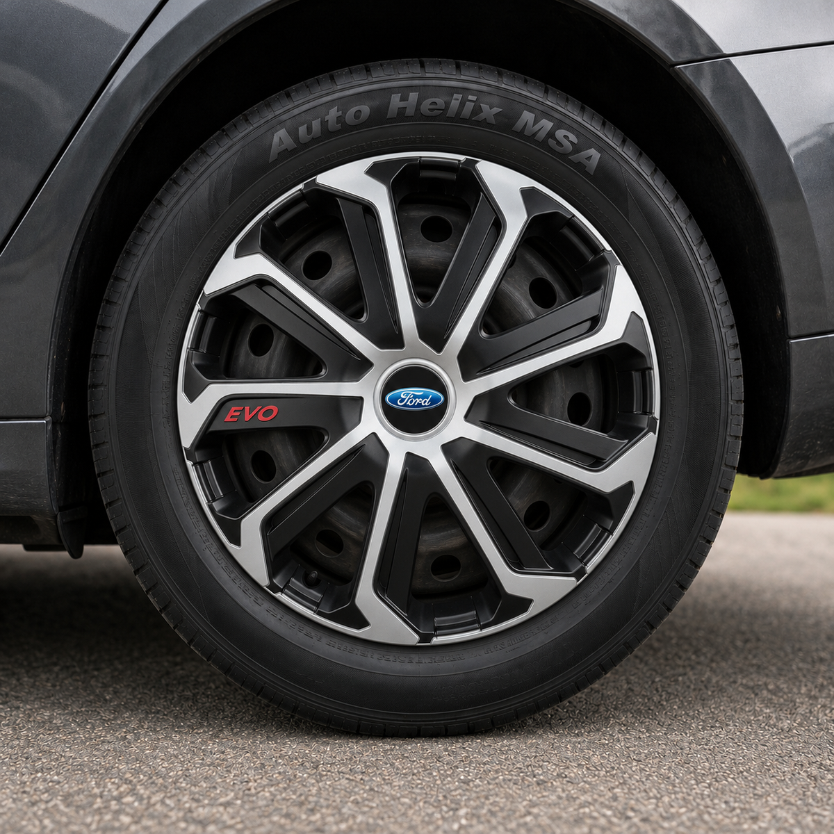 Set 4 Capace Roti Evo Gri-Negru R15, pentru FORD