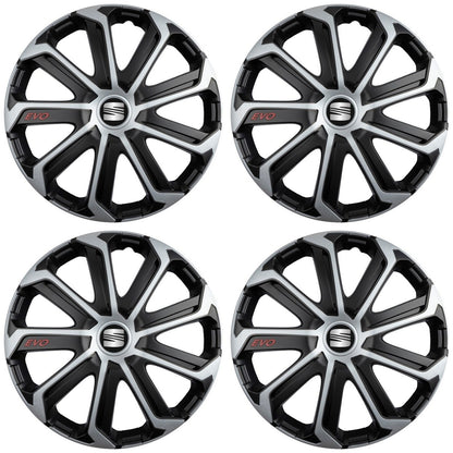 Set 4 Capace Roti Evo Gri-Negru R15, pentru SEAT