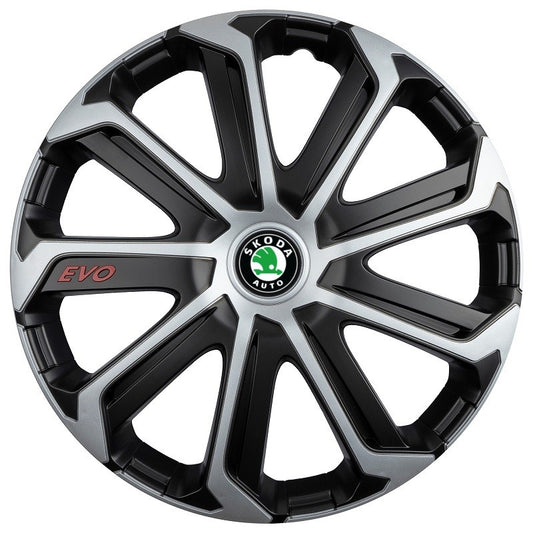 Set 4 Capace Roti Evo Gri-Negru R15, pentru SKODA