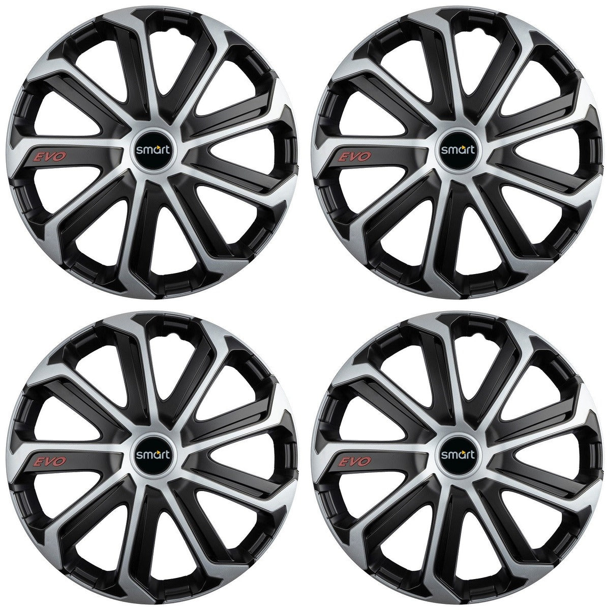 Set 4 Capace Roti Evo Gri-Negru R15, pentru SMART