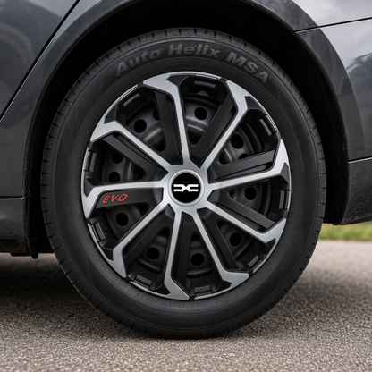 Set 4 Capace Roti Evo Gri-Negru R16, pentru DACIA