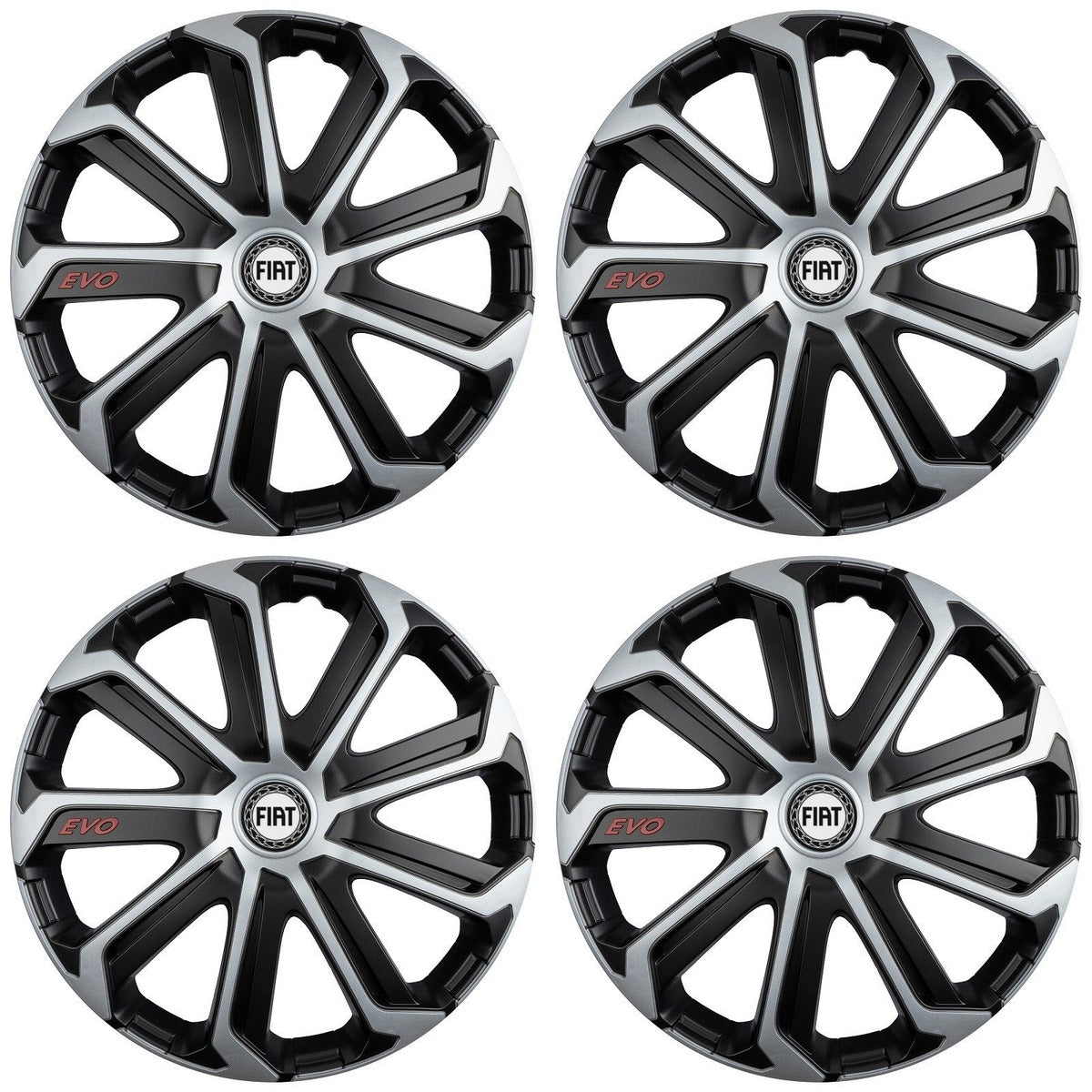 Set 4 Capace Roti Evo Gri-Negru R16, pentru FIAT