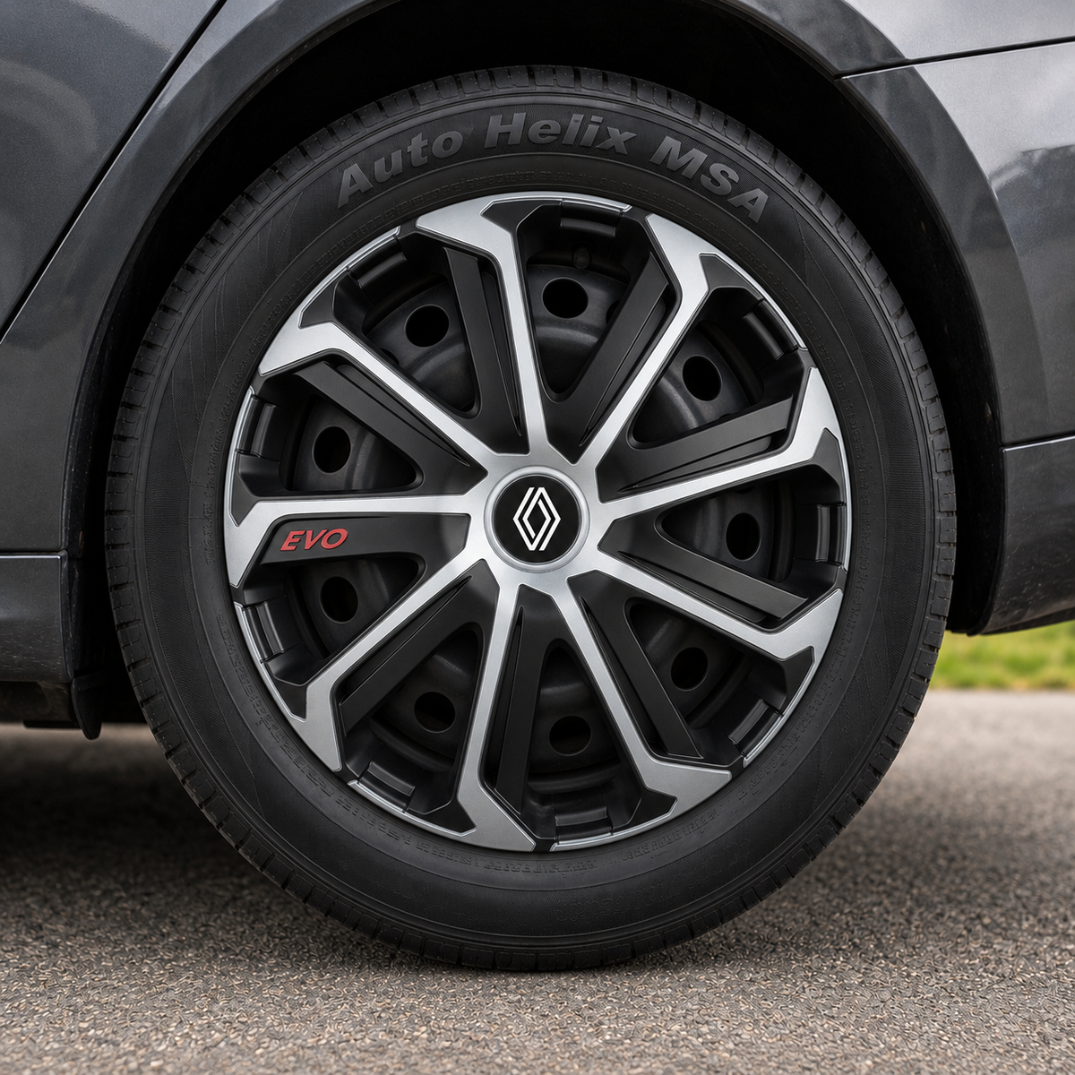 Set 4 Capace Roti Evo Gri-Negru R16, pentru Renault Nou