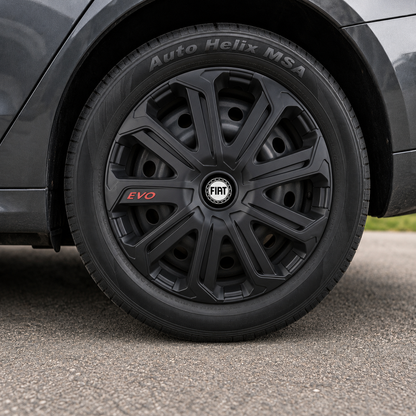 Set 4 Capace Roti Evo Negru R14, Pentru Fiat