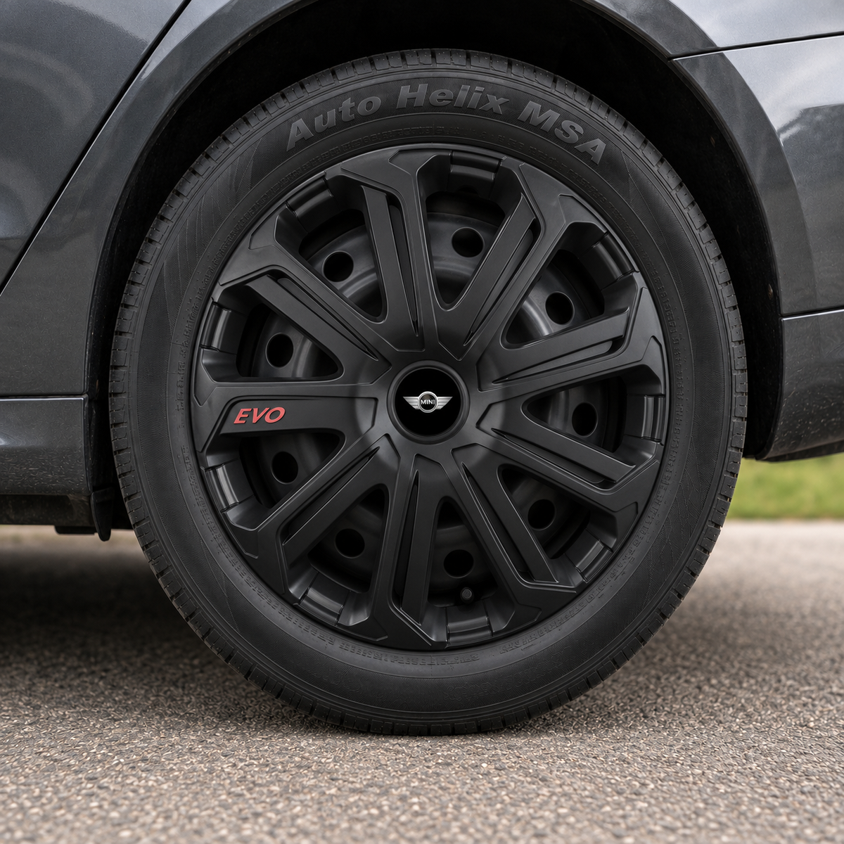 Set 4 Capace Roti Evo Negru R14, Pentru Mini
