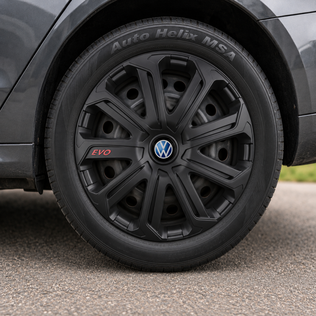 Set 4 Capace Roti Evo Negru R14, Pentru Volkswagen