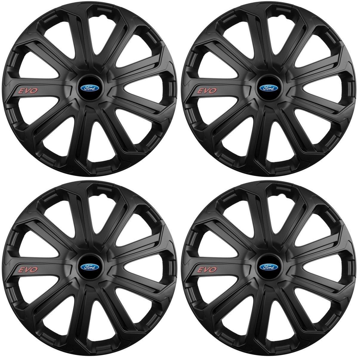 Set 4 Capace Roti Evo Negru R15, Pentru Ford
