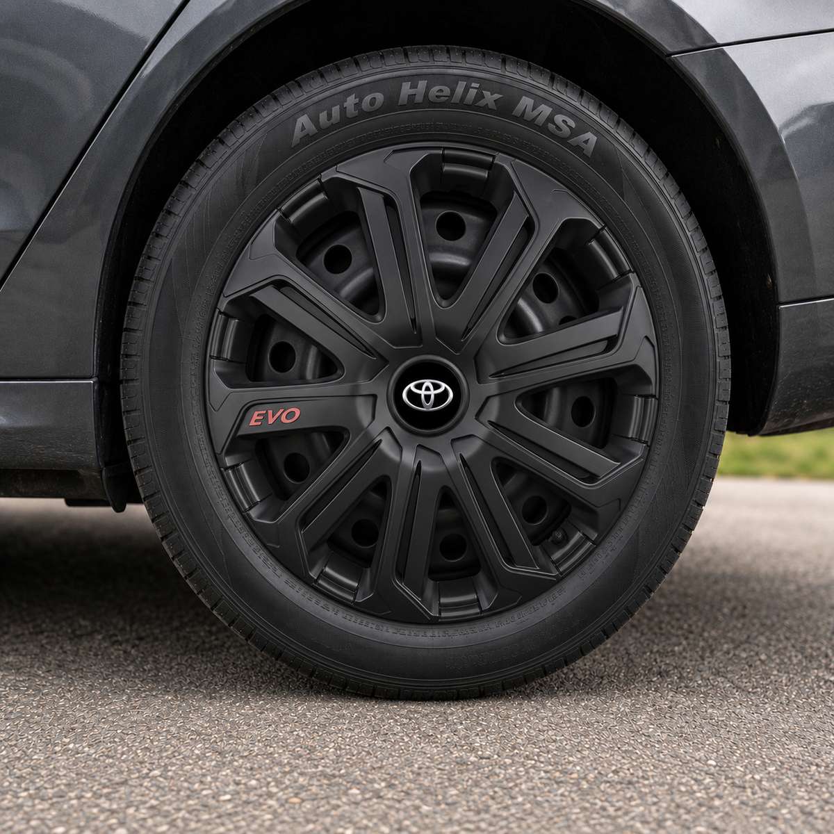 Set 4 Capace Roti Evo Negru R15, Pentru Toyota