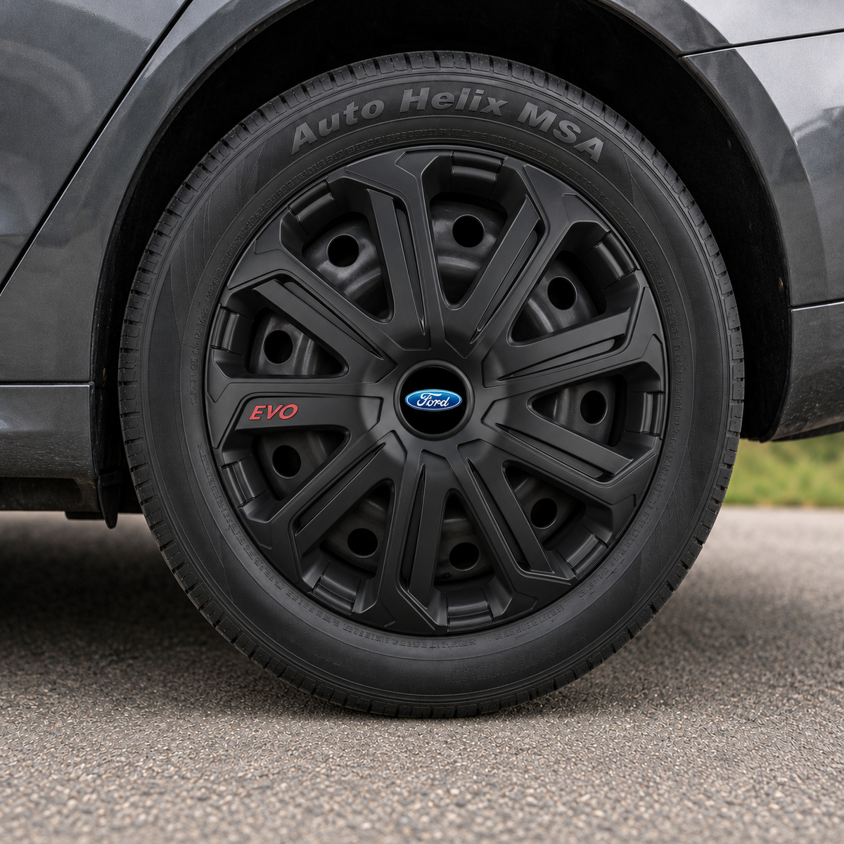 Set 4 Capace Roti Evo Negru R16, Pentru Ford