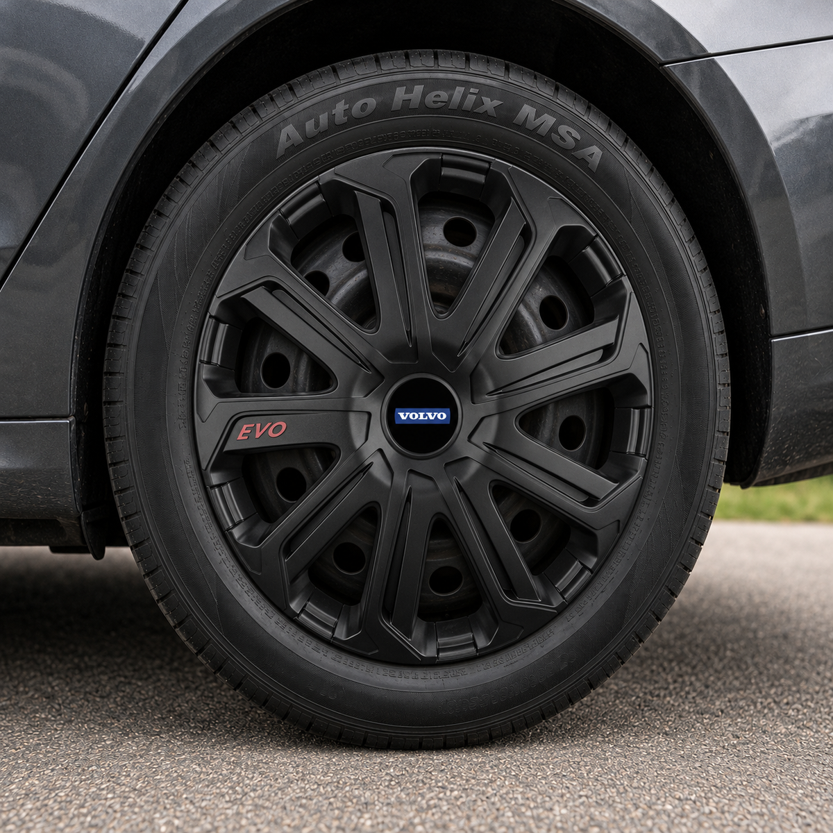 Set 4 Capace Roti Evo Negru R16, Pentru Volvo