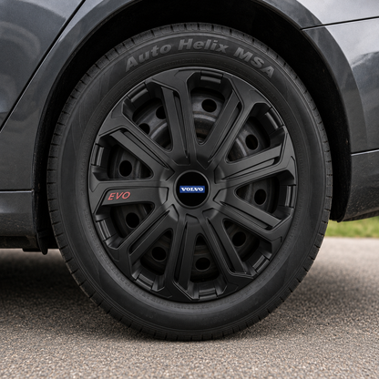 Set 4 Capace Roti Evo Negru R16, Pentru Volvo