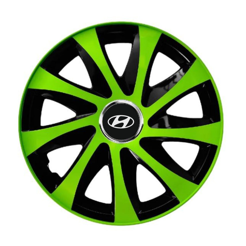 4 db extra drift zöld R13 dísztárcsa készlet, Hyundai-val kompatibilis