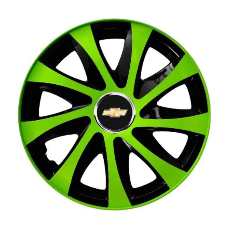 4 db-os extra drift zöld R14 Chevrolet-kompatibilis felni dísztárcsa szett