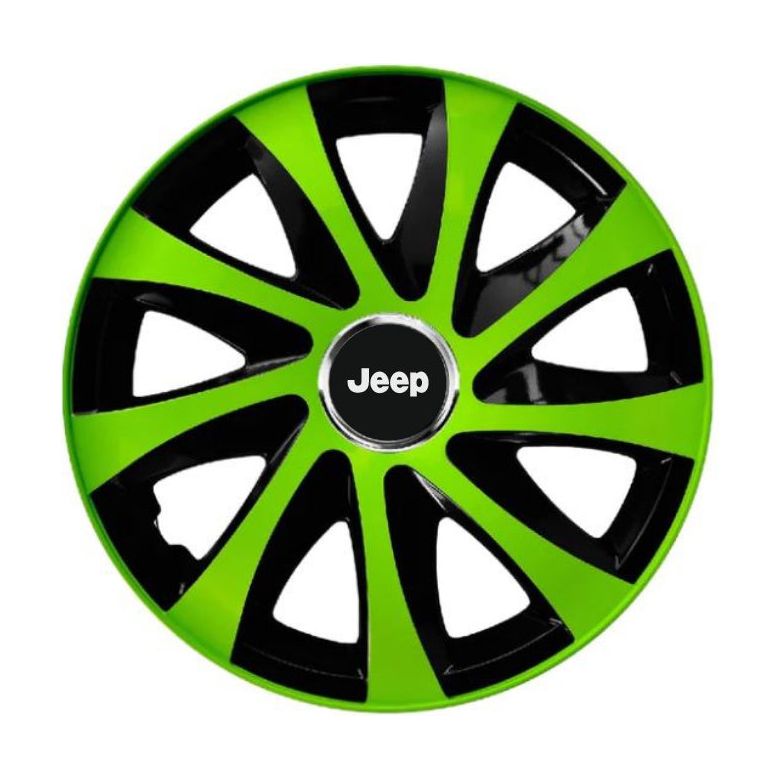 4 db extra drift zöld R15 dísztárcsa készlet Jeep kompatibilis