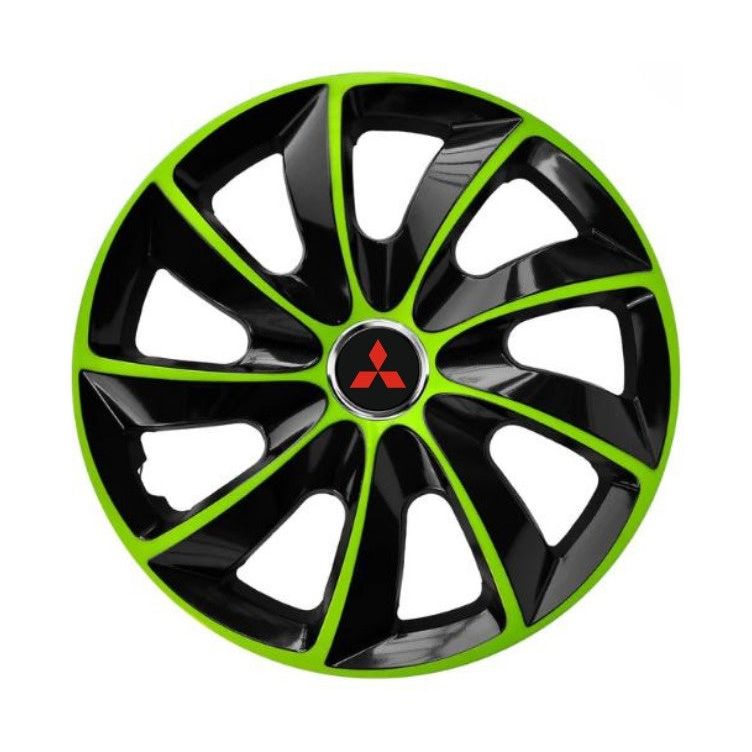 4 db-os extra Stig zöld R14-es kerékborítás készlet, Mitsubishi-kompatibilis
