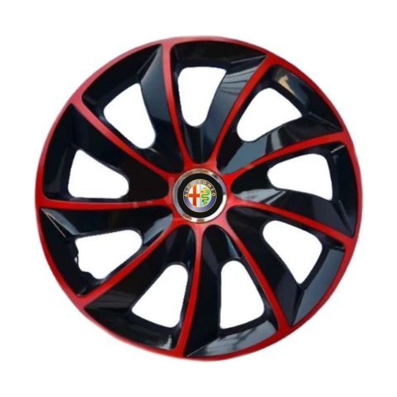 Set 4 Capace Roti 17 inchi (R17), Stig Rosu-Negru, Compatibil cu Alfa Romeo