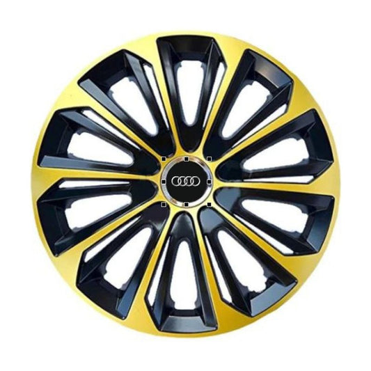 4 darabos extra erős arany R15 dísztárcsa készlet Audi modellekhez
