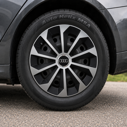 Set 4 Capace Roti 14 inchi (R14) Fame Gri-Negru, Compatibile Cu Audi