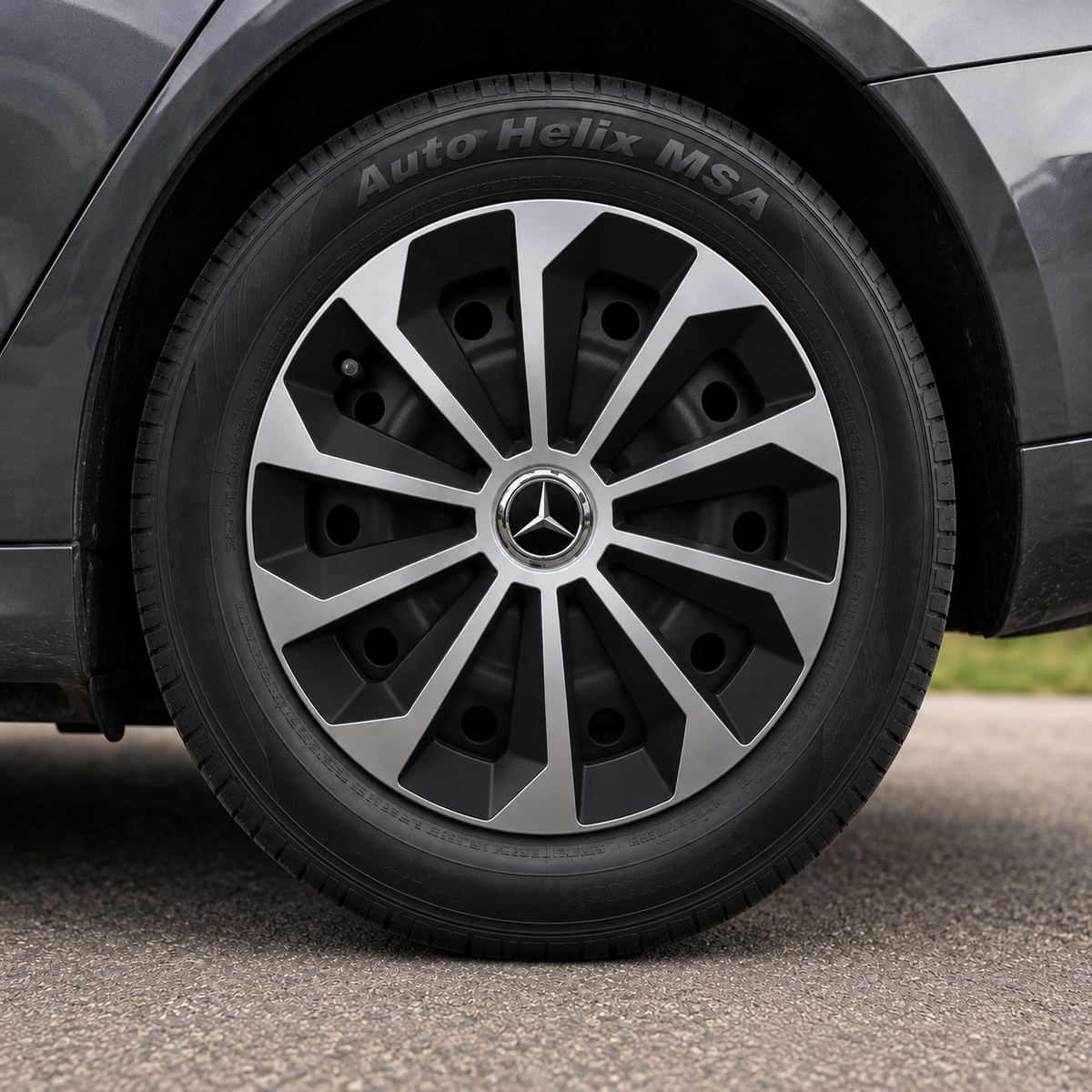 Set 4 Capace Roti 14 inchi (R14) Fame Gri-Negru, Compatibile Cu Mercedes-Benz