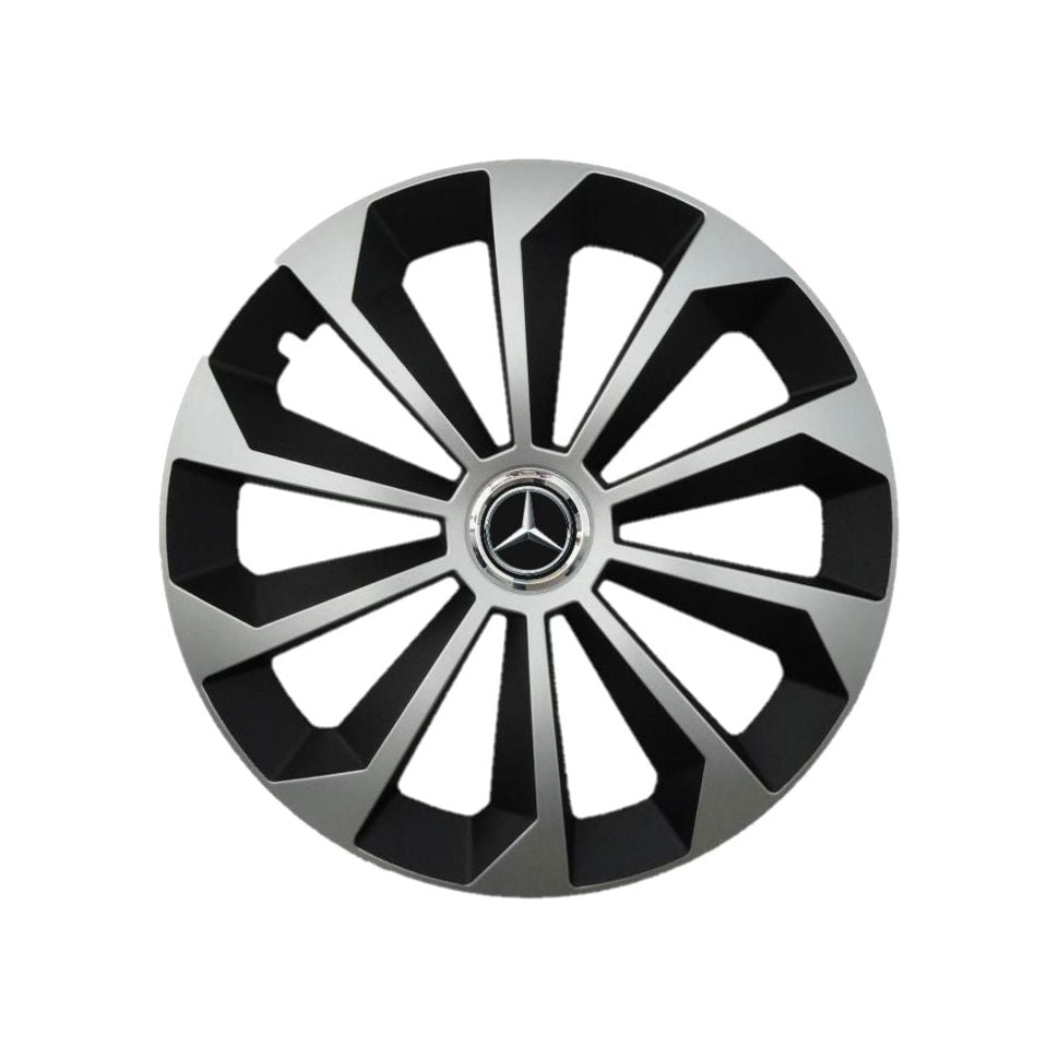 Set 4 capace roti Fame Gri-Negru cu inel R14, pentru gama auto Mercedes-Benz