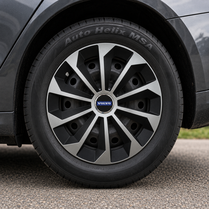 Set 4 Capace Roti 14 inchi (R14) Fame Gri-Negru, Compatibile Cu Volvo