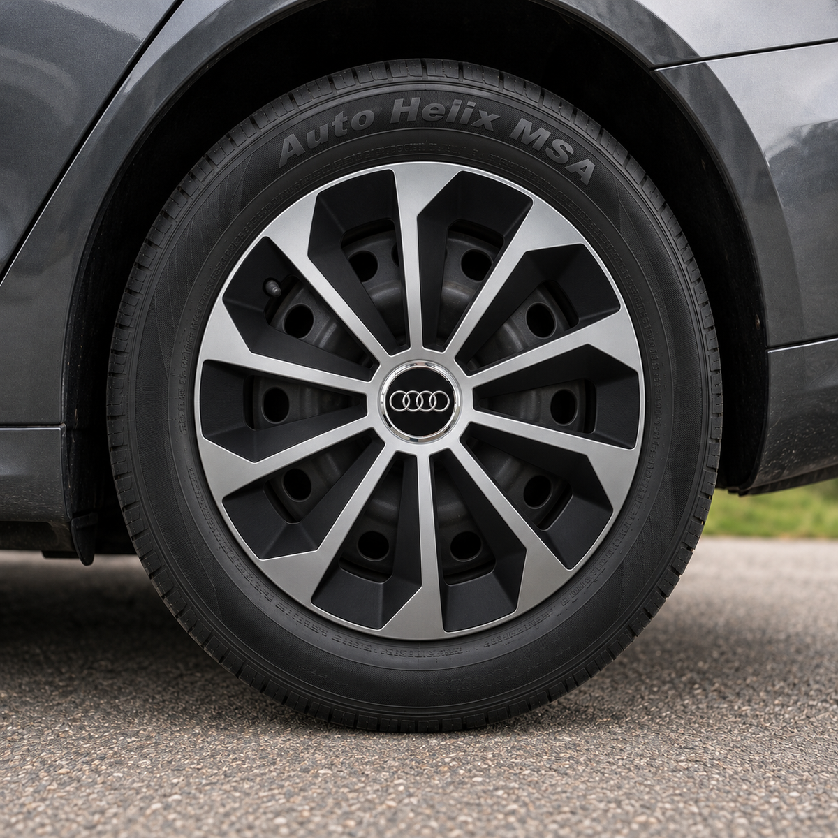 Set 4 Capace Roti 15 inchi (R15) Fame Gri-Negru, Compatibile Cu Audi
