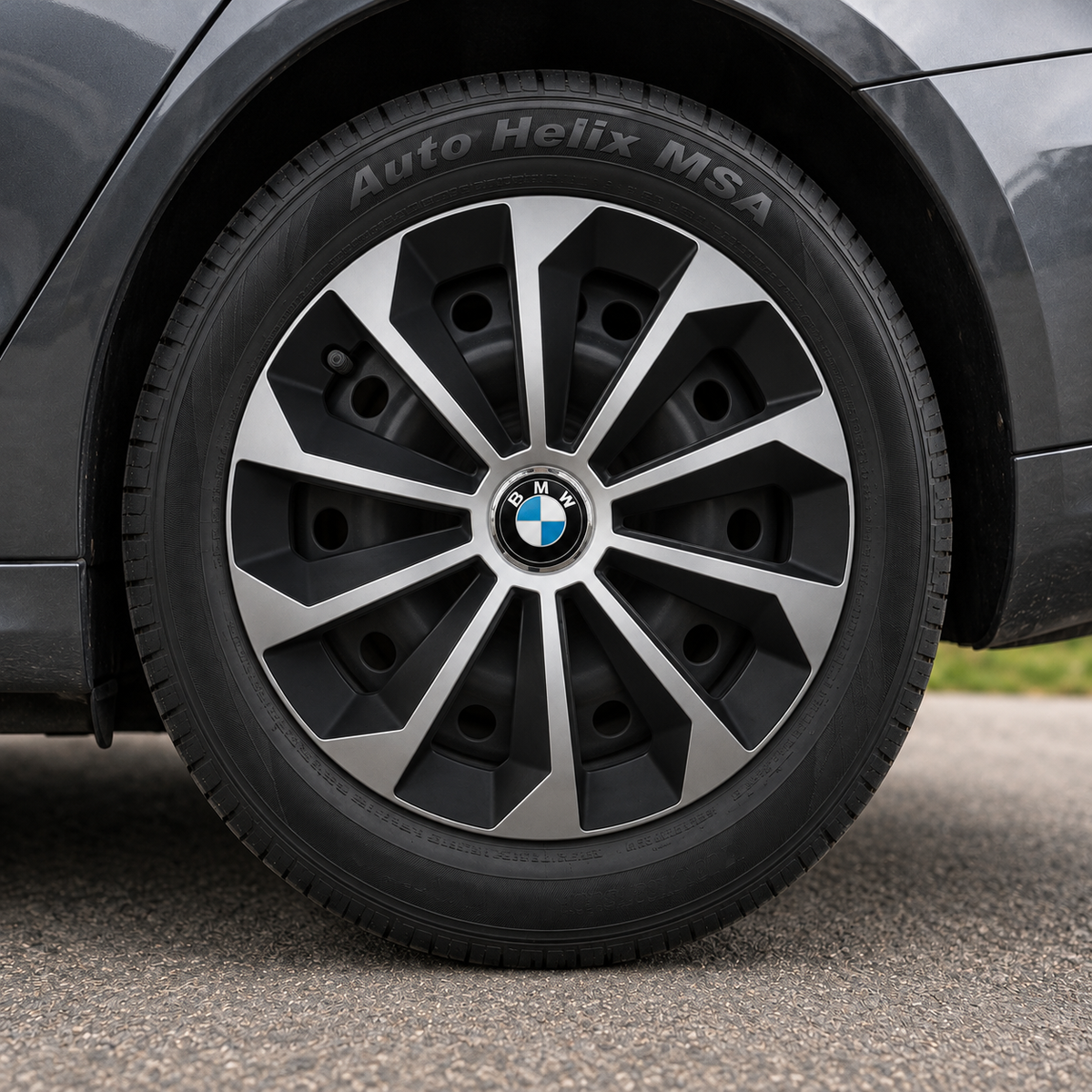 Set 4 Capace Roti 15 inchi (R15) Fame Gri-Negru, Compatibile Cu BMW