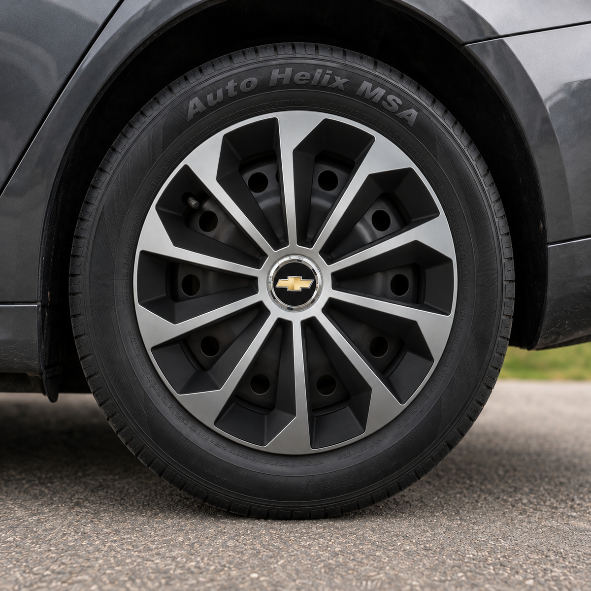 Set 4 Capace Roti 15 inchi (R15) Fame Gri-Negru, Compatibile Cu Chevrolet