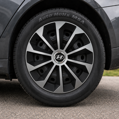 Set 4 Capace Roti 15 inchi (R15) Fame Gri-Negru, Compatibile Cu Hyundai