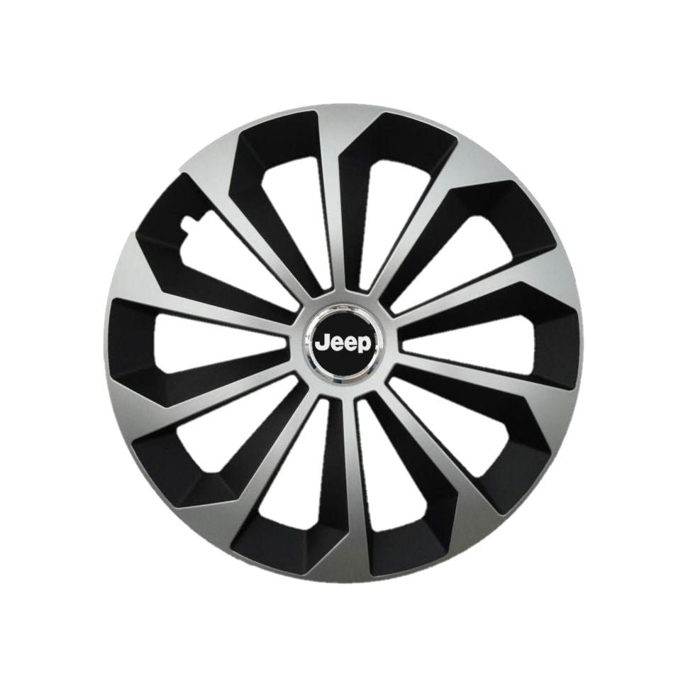 Set 4 capace roti Fame Gri-Negru cu inel R15, pentru gama auto Jeep