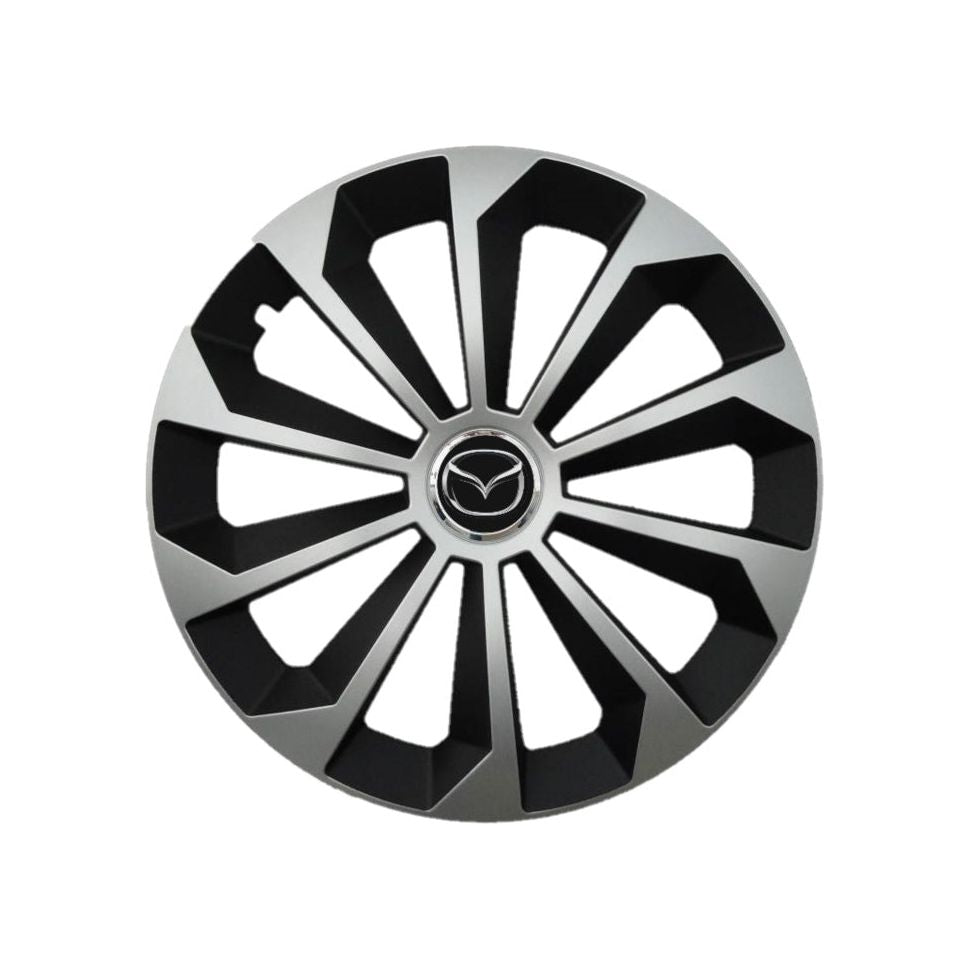 Set 4 capace roti Fame Gri-Negru cu inel R15, pentru gama auto Mazda