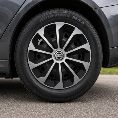 Set 4 Capace Roti 15 inchi (R15) Fame Gri-Negru, Compatibile Cu Nissan