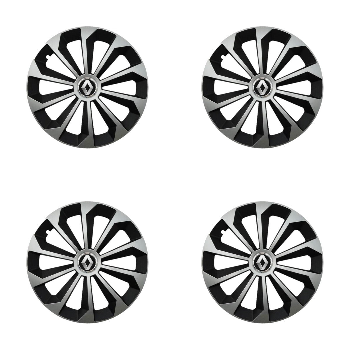 Set 4 Capace Roti 15 inchi (R15) Fame Gri-Negru, Compatibile Cu Renault