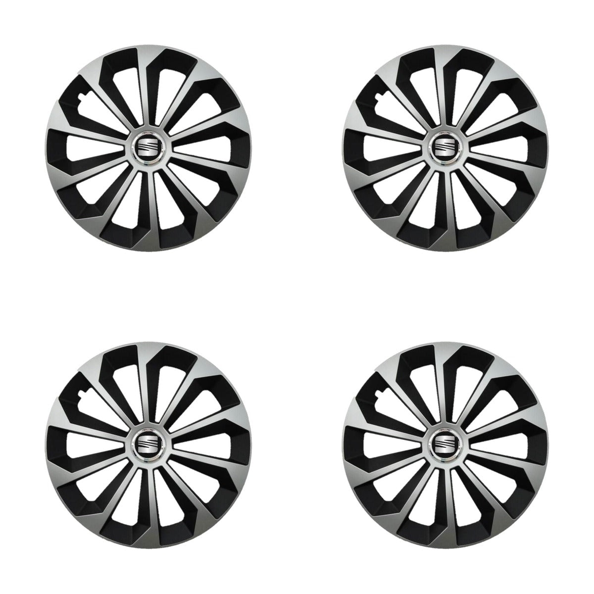 Set 4 Capace Roti 15 inchi (R15) Fame Gri-Negru, Compatibile Cu Seat