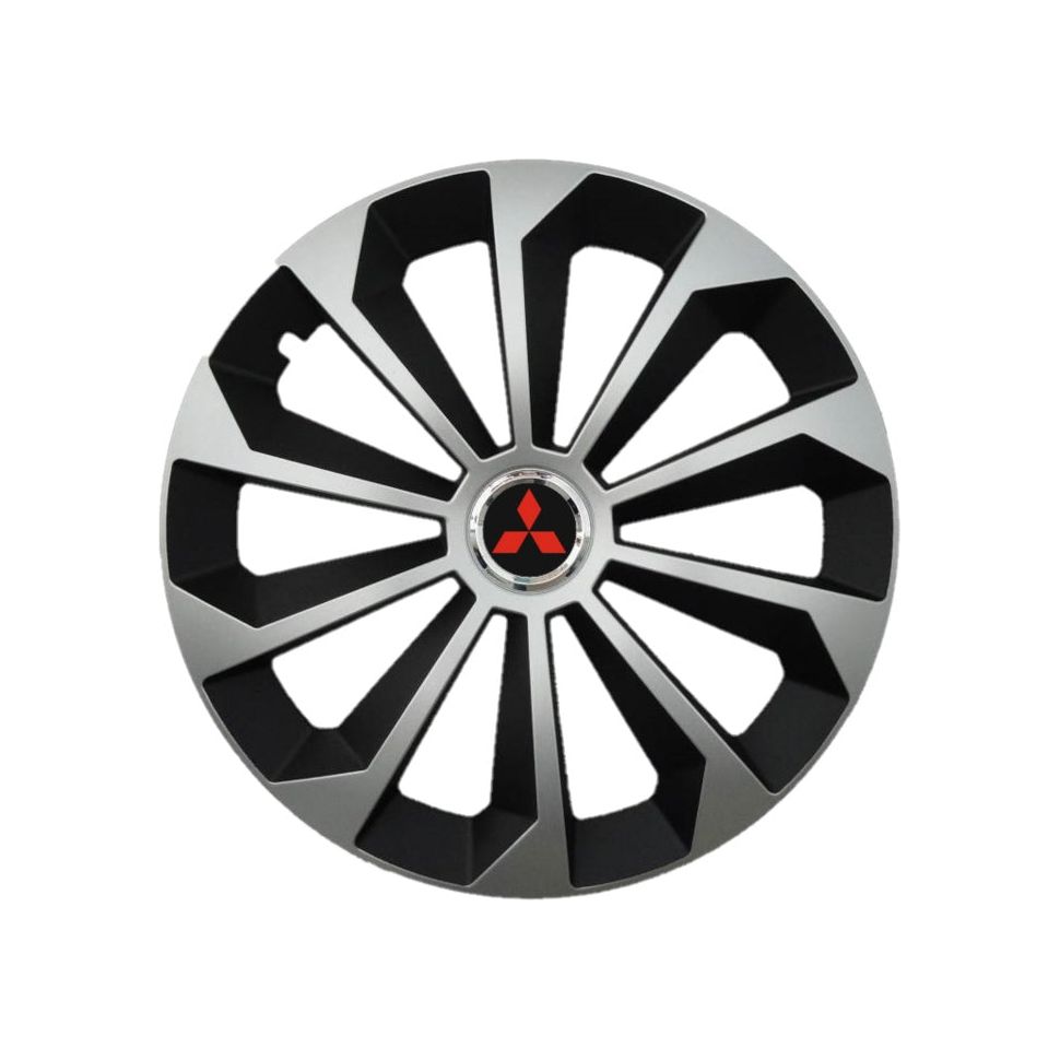 Set 4 capace roti Fame Gri-Negru cu inel R15, pentru gama auto Mitsubishi