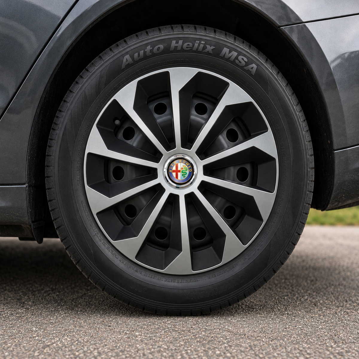 Set 4 Capace Roti 16 inchi (R16) Fame Gri-Negru, Compatibile Cu Alfa Romeo