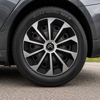 Set 4 Capace Roti 16 inchi (R16) Fame Gri-Negru, Compatibile Cu Citroen