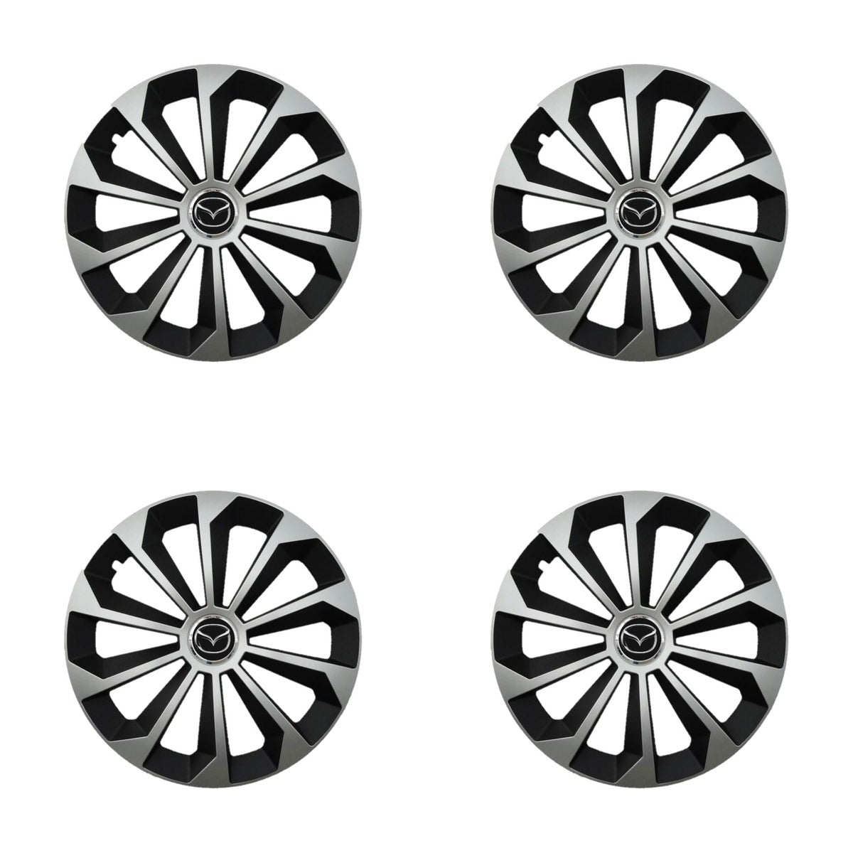 Set 4 Capace Roti 16 inchi (R16) Fame Gri-Negru, Compatibile Cu Mazda