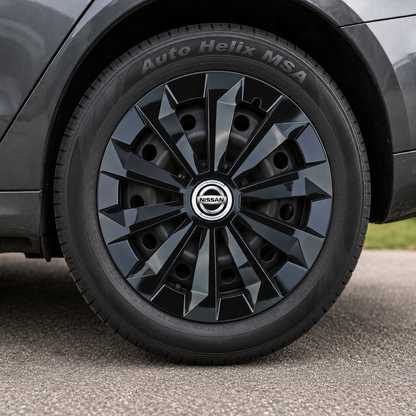 Set 4 Capace Roti 14 inchi (R14) Fame Negru, Compatibile Cu Nissan